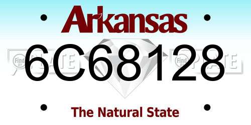 6C68128 Arkansas License Plate