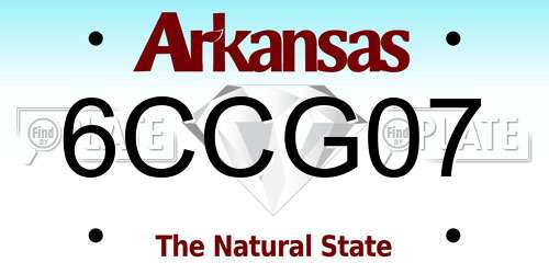 6CCG07 Arkansas License Plate