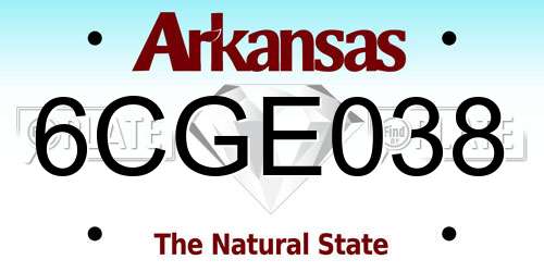 6CGE038 Arkansas License Plate