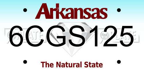 6CGS125 Arkansas License Plate