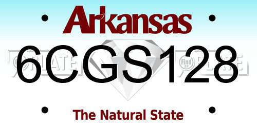 6CGS128 Arkansas License Plate