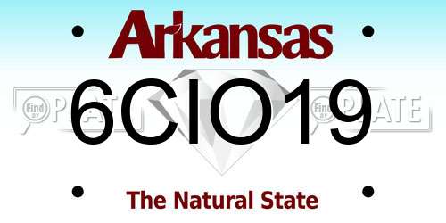 6CIO19 Arkansas License Plate