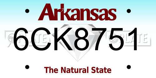 6CK8751 Arkansas License Plate