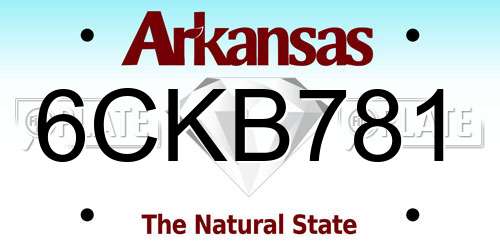 6CKB781 Arkansas License Plate