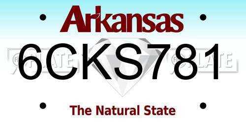 6CKS781 Arkansas License Plate