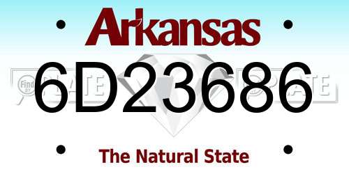 6D23686 Arkansas License Plate