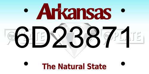 6D23871 Arkansas License Plate