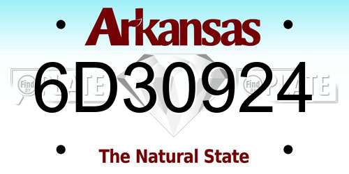 6D30924 Arkansas License Plate