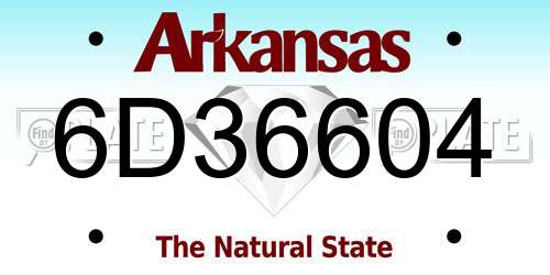 6D36604 Arkansas License Plate