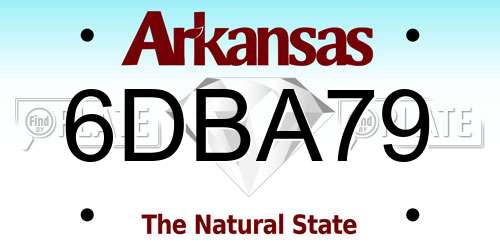 6DBA79 Arkansas License Plate