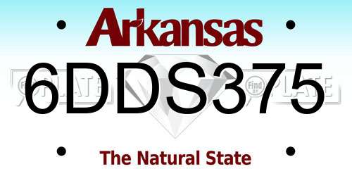 6DDS375 Arkansas License Plate