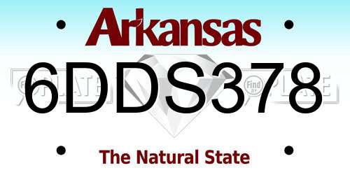 6DDS378 Arkansas License Plate