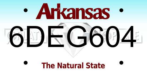 6DEG604 Arkansas License Plate