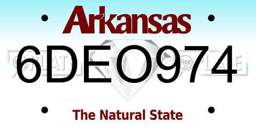 6DEO974 Arkansas License Plate