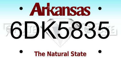 6DK5835 Arkansas License Plate