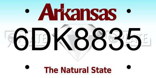 6DK8835 Arkansas License Plate
