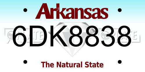 6DK8838 Arkansas License Plate