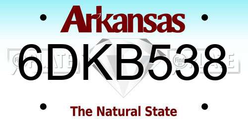 6DKB538 Arkansas License Plate