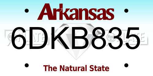 6DKB835 Arkansas License Plate