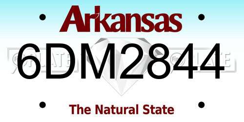 6DM2844 Arkansas License Plate