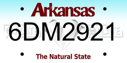 6DM2921 Arkansas License Plate