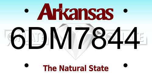 6DM7844 Arkansas License Plate