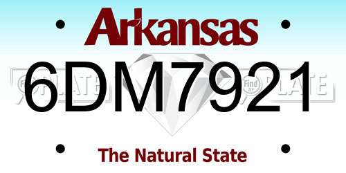6DM7921 Arkansas License Plate