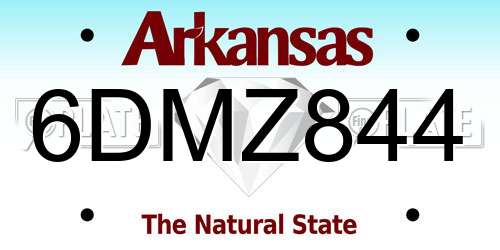 6DMZ844 Arkansas License Plate