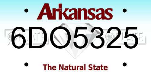 6DO5325 Arkansas License Plate