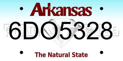 6DO5328 Arkansas License Plate