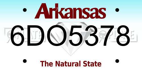 6DO5378 Arkansas License Plate