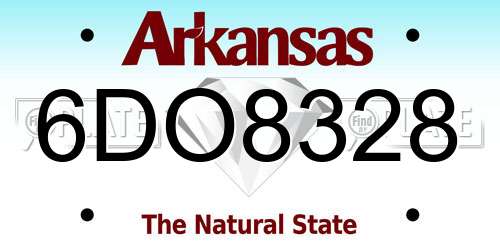 6DO8328 Arkansas License Plate