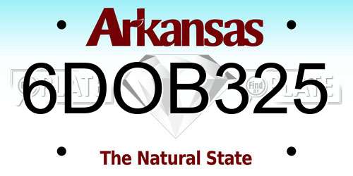 6DOB325 Arkansas License Plate
