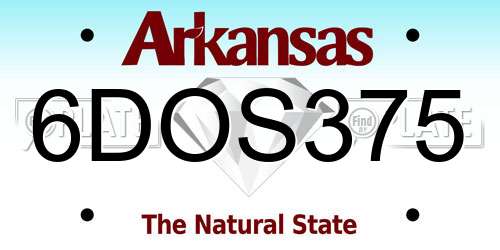 6DOS375 Arkansas License Plate