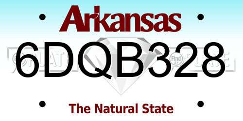6DQB328 Arkansas License Plate