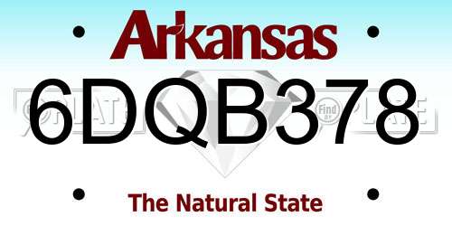6DQB378 Arkansas License Plate