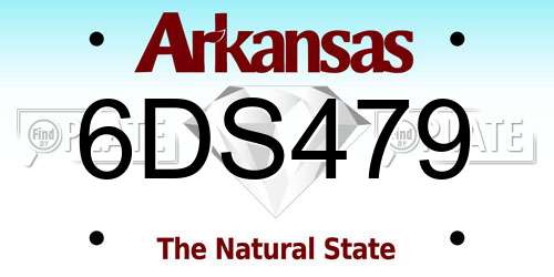 6DS479 Arkansas License Plate
