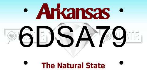 6DSA79 Arkansas License Plate