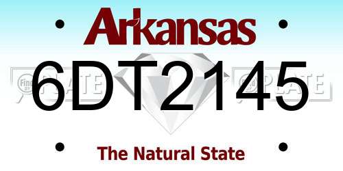6DT2145 Arkansas License Plate