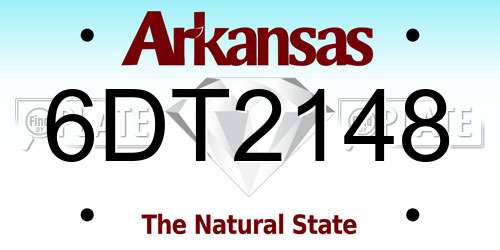 6DT2148 Arkansas License Plate