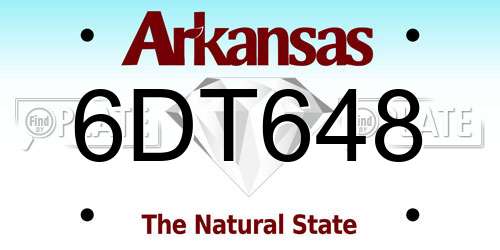 6DT648 Arkansas License Plate