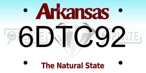 6DTC92 Arkansas License Plate