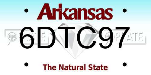 6DTC97 Arkansas License Plate
