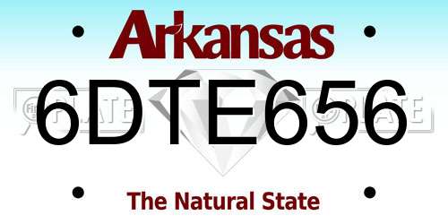 6DTE656 Arkansas License Plate