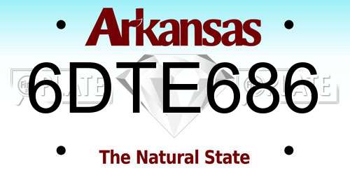 6DTE686 Arkansas License Plate