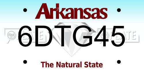 6DTG45 Arkansas License Plate
