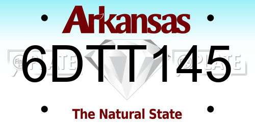 6DTT145 Arkansas License Plate