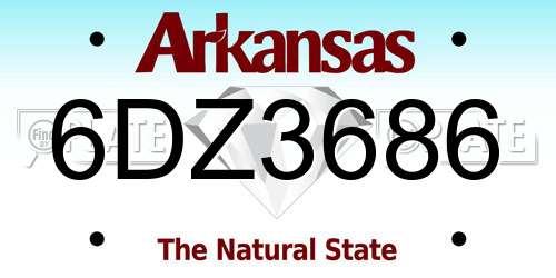 6DZ3686 Arkansas License Plate
