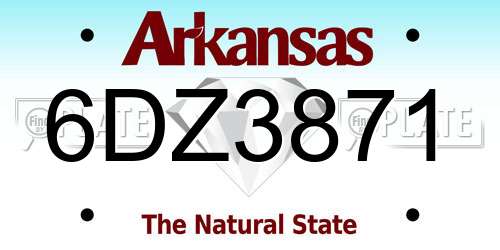 6DZ3871 Arkansas License Plate