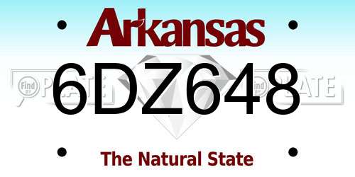6DZ648 Arkansas License Plate